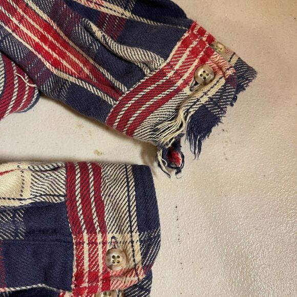 Carhartt Red Plaid Distressed Rugged Shirt Med - Picture 12 of 12
